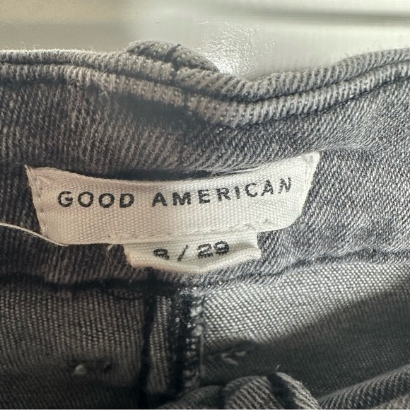 Good American Grey Good Waist Crop Raw Hem Skinny Jeans Size 29 - Picture 8 of 8